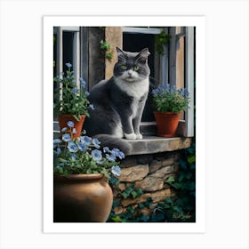 Cat On A Window Sill Art Print