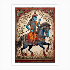 Default A Gracefully Galloping Man On A Majestic Horse Is Depi 0 Art Print