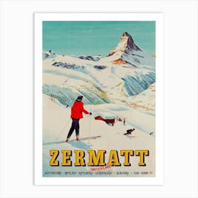 Zermatt Vintage Ski Poster Art Print