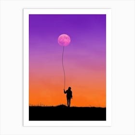Abstract Moon Balloon Sunset Art Print