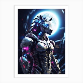 Zebra In Cyborg Body #1 Art Print