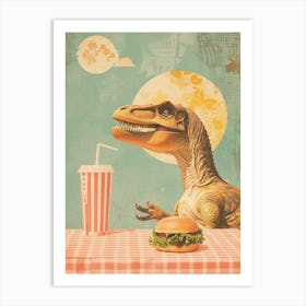 Dinosaur & A Hamburger Retro Collage 3 Art Print