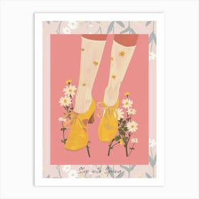 Step Into Spring Woman Yellow Shoes With Flowers 2 Art Print