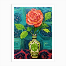 Flowers In A Vase Still Life Painting Rose 1 Art Print