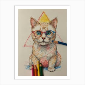 Cat With Glasses 4 Art Print