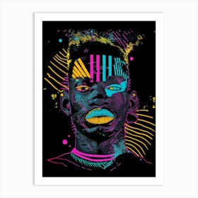 Man With A Colorful Face 1 Art Print