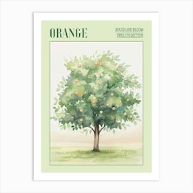 Orange Tree Atmospheric Watercolour Painting 2 Poster Art Print