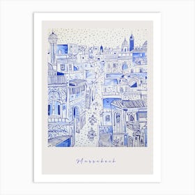 Marrakech Morocco 2 Mediterranean Blue Drawing Poster Art Print