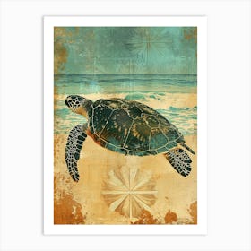 Wallpaper Style Sea Turtle 4 Art Print