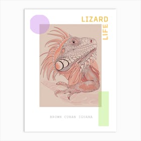 Brown Cuban Iguana Abstract Modern Illustration 2 Poster Art Print