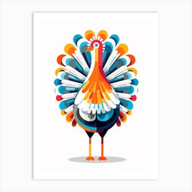 Colourful Geometric Bird Turkey 1 Art Print