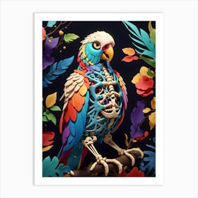 Skeleton Parrot Art Print