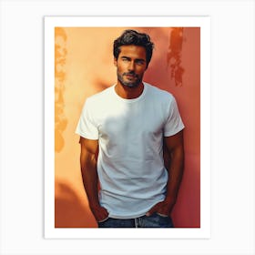 Man In A White T - Shirt Art Print