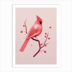 Minimalist Northern Cardinal 1 Illustration Art Print