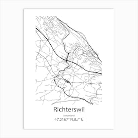 Richterswil,Switzerland Minimalist Map Art Print