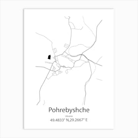 Pohrebyshche,Ukraine Minimalist Map Affiche