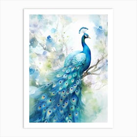 Watercolour Peacock 1 Art Print