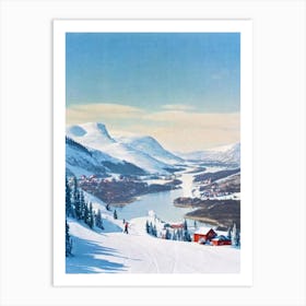 Hemsedal, Norway Vintage Skiing Poster Art Print