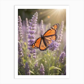 Monarch Butterfly On Lavender 6 Art Print