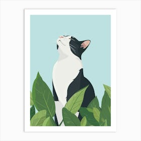 Cat In The Leaves Art Print