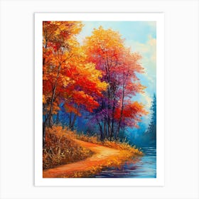 Colorful Autumn Forest Landscape Art Print