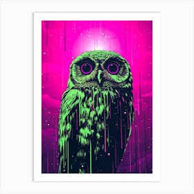 Neon Owl Art Print