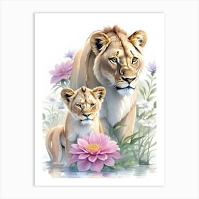 Lion And Lioness 3 Art Print