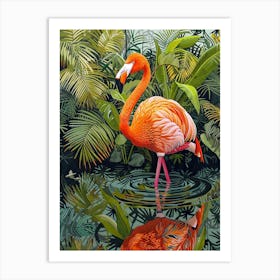 Greater Flamingo Yucatn Peninsula Mexico Tropical Illustration 2 Art Print