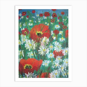 Poppies And Daisies Art Print