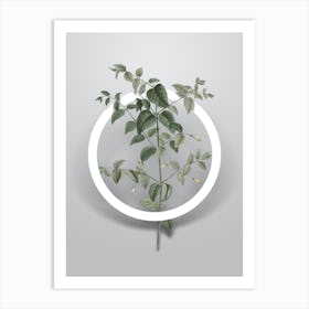 Vintage Tree Fuchsia Minimalist Botanical Geometric Circle on Soft Gray n.0233 Art Print