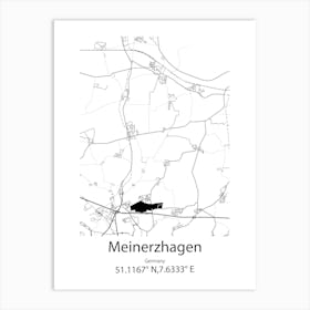 Meinerzhagen,Germany Minimalist Map Art Print