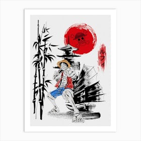 Monkey D Luffy Cherry Blossom Art Print