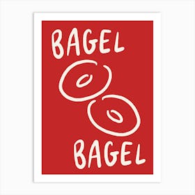 Bagel Bagels red and cream kitchen Art Print