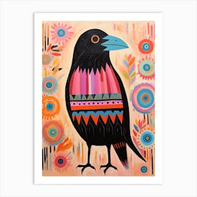 Pink Scandi Raven 3 Art Print