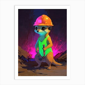 Meerkat In Hard Hat 1 Art Print