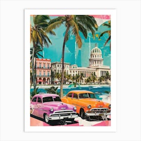 Cuba   Retro Collage Style 2 Art Print