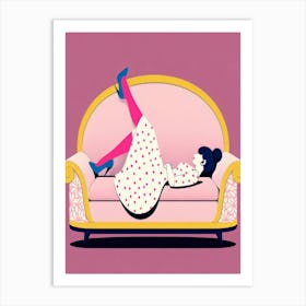 Woman Laying On A Couch 1 Art Print