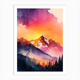 The Rocky Mountains Watercolour Art Print