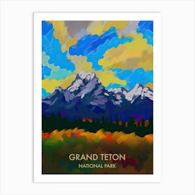 Grand Teton National Park Travel Poster Matisse Style 2 Art Print