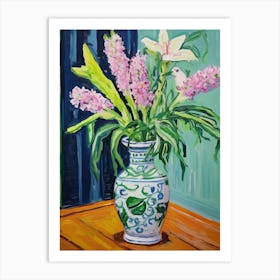 Flowers In A Vase Still Life Painting Lavender Art Print