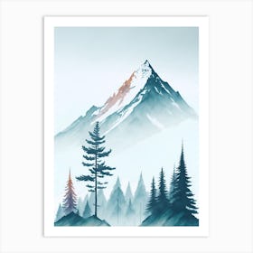 Mountain And Forest In Minimalist Watercolor Vertical Composition 94 Art Print