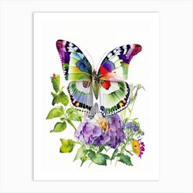 Butterfly In Garden Decoupage 1 Art Print