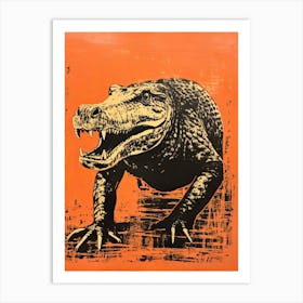 Crocodile, Woodblock Animal Drawing 2 Art Print