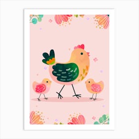 Hen And Chicks Art Print