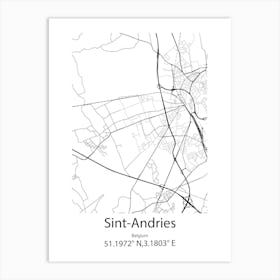 Sint Andries,Belgium Minimalist Map Art Print