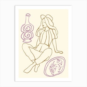 Girl With A Bottle Art Print