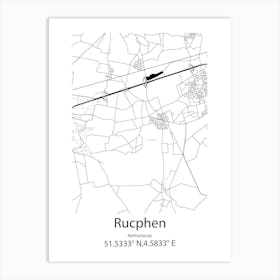 Rucphen,Netherlands Minimalist Map Art Print