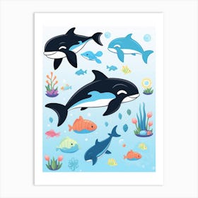 Kids Orca Whale Cartoon 2 Art Print