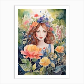 Girl In The Garden Art Print