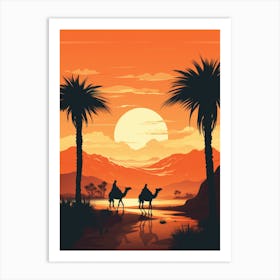 Desert Landscape With Camels Art Print